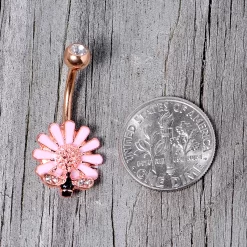 Clear Gem Rose Gold Tone Pink Daisy Bee Belly Ring 13 Clear Gem Rose Gold Tone Pink Daisy Bee Belly Ring -Body Jewelry Store 67974.otherimage4