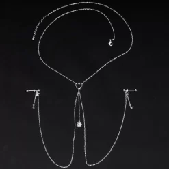 Gaby 14 Gauge 5/8 Clear Gem Sun Heart Star Nipple Chain Necklace -Body Jewelry Store 67979 CL.otherimage2