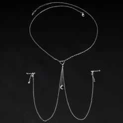 Gaby 14 Gauge 5/8 Blue Gem Moon Heart Star Nipple Chain Necklace 7 Gaby 14 Gauge 5/8 Blue Gem Moon Heart Star Nipple Chain Necklace -Body Jewelry Store 67980 AQ.otherimage2