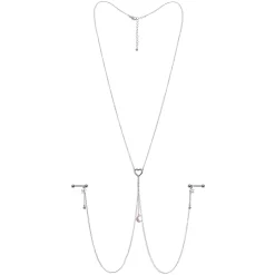 Gaby 14 Gauge 5/8 Pink Gem Moon Heart Star Nipple Chain Necklace -Body Jewelry Store 67980 PK.otherimage4