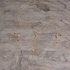 Gaby 14 Gauge 5/8 Aurora Gem Gold Tone Heart Star Nipple Chain Necklace -Body Jewelry Store 67981.otherimage3