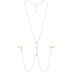 Gaby 14 Gauge 5/8 Aurora Gem Gold Tone Heart Star Nipple Chain Necklace -Body Jewelry Store 67981.otherimage5