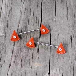 14 Gauge 5/8 Pumpkin Pie Thanksgiving Holiday Barbell Nipple Ring Set -Body Jewelry Store 68019.otherimage2