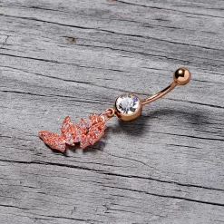 Clear CZ Gem Rose Gold Tone Trio Butterfly Dangle Belly Ring 11 Clear CZ Gem Rose Gold Tone Trio Butterfly Dangle Belly Ring -Body Jewelry Store 68035.otherimage3