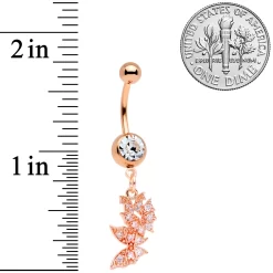 Clear CZ Gem Rose Gold Tone Trio Butterfly Dangle Belly Ring 13 Clear CZ Gem Rose Gold Tone Trio Butterfly Dangle Belly Ring -Body Jewelry Store 68035.otherimage5