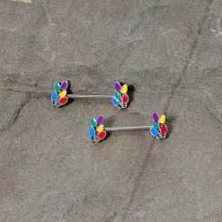 14 Gauge 5/8 Christmas Lights Holiday Barbell Nipple Ring Set -Body Jewelry Store 68064.otherimage1