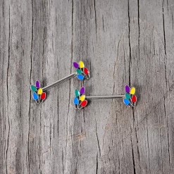 14 Gauge 5/8 Christmas Lights Holiday Barbell Nipple Ring Set -Body Jewelry Store 68064.otherimage3