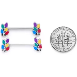 14 Gauge 5/8 Christmas Lights Holiday Barbell Nipple Ring Set -Body Jewelry Store 68064.otherimage4