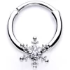16 Gauge 3/8 Clear Gem Holiday Snowflake Septum Clicker