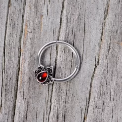 16 Gauge 3/8 Red Gem Holly Leaf Holiday Hinged Segment Ring 11 16 Gauge 3/8 Red Gem Holly Leaf Holiday Hinged Segment Ring -Body Jewelry Store 68092.otherimage3