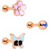 Gaby 16 Gauge 1/4 Aurora Gem Rose Gold Tone Flower Cartilage Tragus Set Of 3