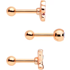 Gaby 16 Gauge 1/4 Aurora Gem Rose Gold Tone Flower Cartilage Tragus Set Of 3 -Body Jewelry Store 68104.otherimage2