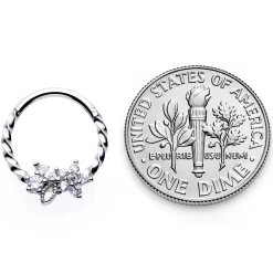 Gaby 16 Gauge 3/8 Clear Gem Star Twisted Hinged Segment Ring -Body Jewelry Store 68137 CL.otherimage4