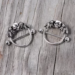 Gaby 14 Gauge 7/8 Winged Skull Halloween Nipple Shield Set -Body Jewelry Store 68139.otherimage2