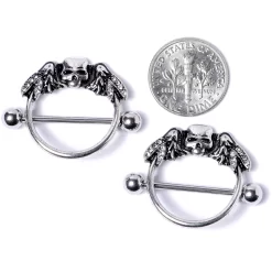 Gaby 14 Gauge 7/8 Winged Skull Halloween Nipple Shield Set -Body Jewelry Store 68139.otherimage4