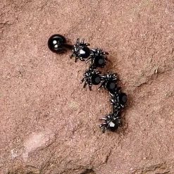 16 Gauge 1/4 Black CZ Gem Black Spider Halloween Cartilage Tragus -Body Jewelry Store 68171.otherimage3