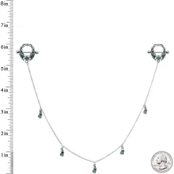 14 Gauge 9/16 Green Faux Opal Wreath Nipple Shield Dangle Nipple Chain -Body Jewelry Store 68186.otherimage3