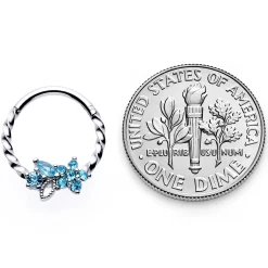 Gaby 16 Gauge 3/8 Aqua Gem Star Twisted Hinged Segment Ring -Body Jewelry Store 68245.otherimage4