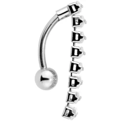 Clear CZ Gem Band Of Beauty Top Mount Belly Ring -Body Jewelry Store 68255 CL.otherimage1