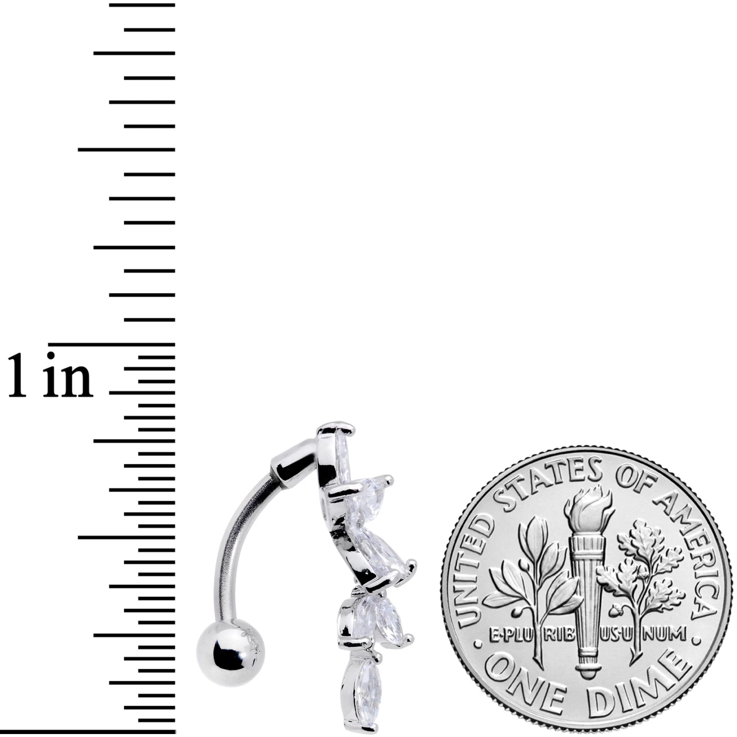 Clear CZ Gem Fashion Flower Dangle Top Mount Belly Ring 4 Clear CZ Gem Fashion Flower Dangle Top Mount Belly Ring - Image 4