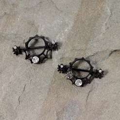 14 Gauge 24mm Clear Gem Spider Web Halloween Nipple Shield Set -Body Jewelry Store 68268.otherimage1