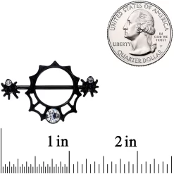 14 Gauge 24mm Clear Gem Spider Web Halloween Nipple Shield Set -Body Jewelry Store 68268.otherimage4