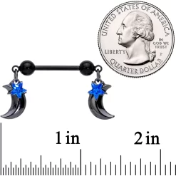 14 Gauge 9/16 Blue Gem Star Moon Dangle Nipple Ring Set -Body Jewelry Store 68278.otherimage4