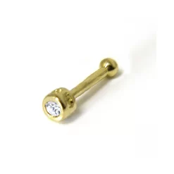 Solid 14KT Yellow Gold GENUINE DIAMOND Nose Bone
