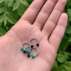 16 Gauge 3/8 Black Teal Matte Horseshoe Circular Barbell Set Of 4 -Body Jewelry Store 68316 scaled