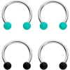 16 Gauge 3/8 Black Teal Matte Horseshoe Circular Barbell Set Of 4