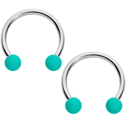 16 Gauge 3/8 Black Teal Matte Horseshoe Circular Barbell Set Of 4 -Body Jewelry Store 68316.otherimage1