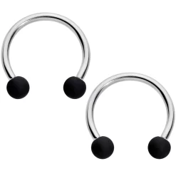 16 Gauge 3/8 Black Teal Matte Horseshoe Circular Barbell Set Of 4 -Body Jewelry Store 68316.otherimage2