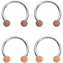 16 Gauge 3/8 Brown Tan Matte Horseshoe Circular Barbell Set Of 4