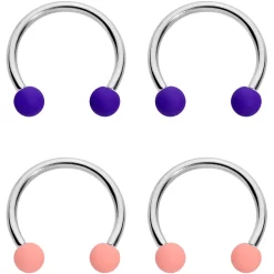 16 Gauge 3/8 Peach Purple Matte Horseshoe Circular Barbell Set Of 4