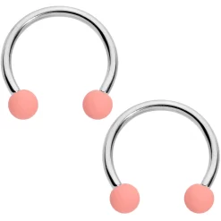16 Gauge 3/8 Peach Purple Matte Horseshoe Circular Barbell Set Of 4 -Body Jewelry Store 68319.otherimage2