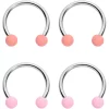 16 Gauge 3/8 Pink Peach Matte Horseshoe Circular Barbell Set Of 4