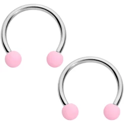 16 Gauge 3/8 Pink Peach Matte Horseshoe Circular Barbell Set Of 4 -Body Jewelry Store 68320.otherimage2