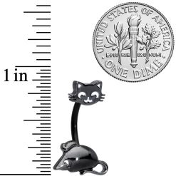 Black Cat Mouse Halloween Double Mount Belly Ring 5 Black Cat Mouse Halloween Double Mount Belly Ring -Body Jewelry Store 68399.otherimage1