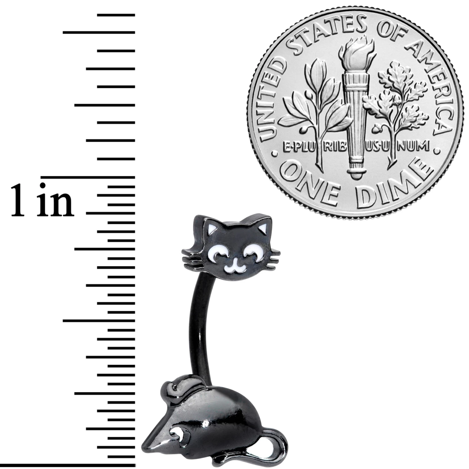 Black Cat Mouse Halloween Double Mount Belly Ring 3 Black Cat Mouse Halloween Double Mount Belly Ring - Image 3