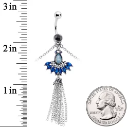 Clear Black Blue Gem Tropic Fan Dangle Belly Ring Belly Chain 7 Clear Black Blue Gem Tropic Fan Dangle Belly Ring Belly Chain -Body Jewelry Store 68409.otherimage3