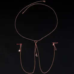 Gaby 14 Gauge 5/8 Aurora Gem Rose Gold Hue Star Moon Nipple Chain Necklace -Body Jewelry Store 68445 AB.otherimage4