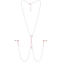 Gaby 14 Gauge 5/8 Clear Gem Rose Gold Hue Star Moon Nipple Chain Necklace -Body Jewelry Store 68445 CL.otherimage5