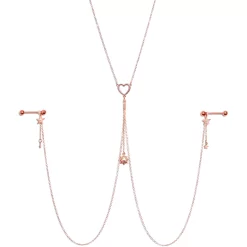 Gaby 14 Gauge 5/8 Aurora Gem Rose Gold Hue Star Sun Nipple Chain Necklace