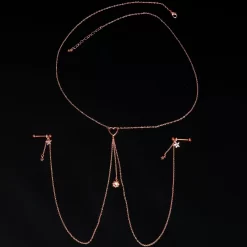 Gaby 14 Gauge 5/8 Aurora Gem Rose Gold Hue Star Sun Nipple Chain Necklace -Body Jewelry Store 68446 AB.otherimage2