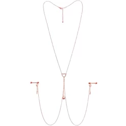 Gaby 14 Gauge 5/8 Aurora Gem Rose Gold Hue Star Sun Nipple Chain Necklace -Body Jewelry Store 68446 AB.otherimage5