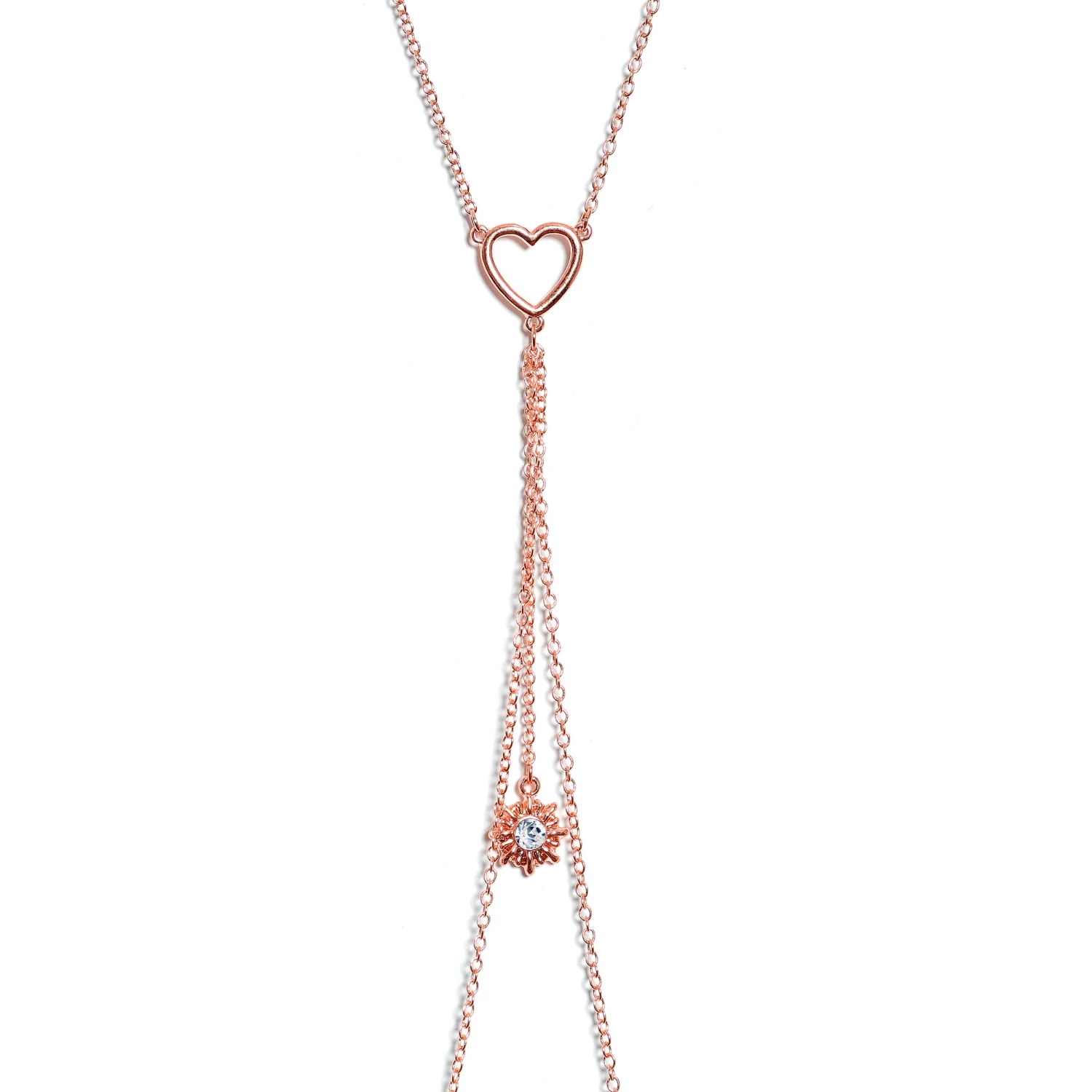 Gaby 14 Gauge 5/8 Clear Gem Rose Gold Hue Star Sun Nipple Chain Necklace 5 Gaby 14 Gauge 5/8 Clear Gem Rose Gold Hue Star Sun Nipple Chain Necklace - Image 5