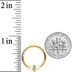 14 Gauge 9/16 Gold Tone Black White Bee BCR Captive Nipple Ring Set 5 14 Gauge 9/16 Gold Tone Black White Bee BCR Captive Nipple Ring Set -Body Jewelry Store 68459.otherimage2