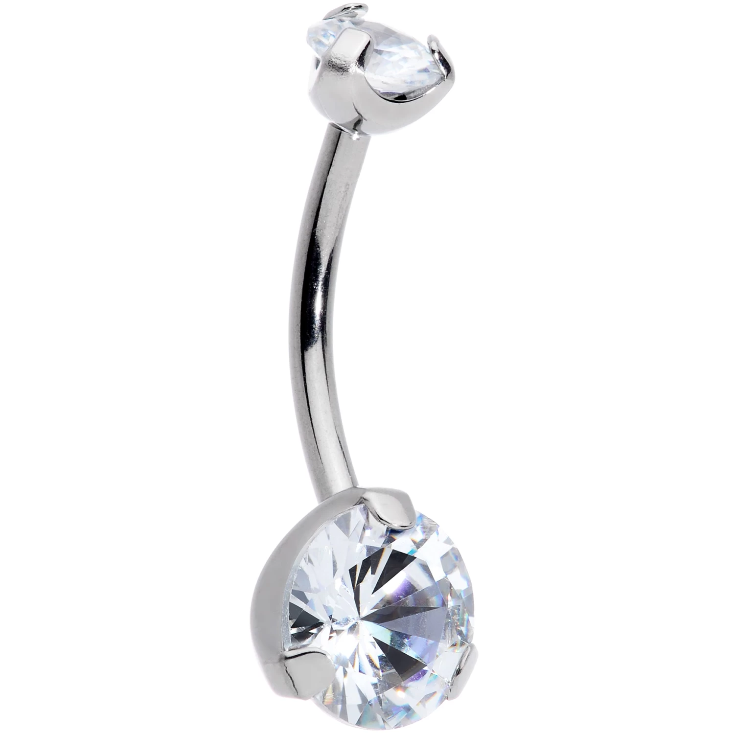 1/2 Clear CZ Gem Grade 23 Titanium Internally Threaded Belly Ring 1 1/2 Clear CZ Gem Grade 23 Titanium Internally Threaded Belly Ring