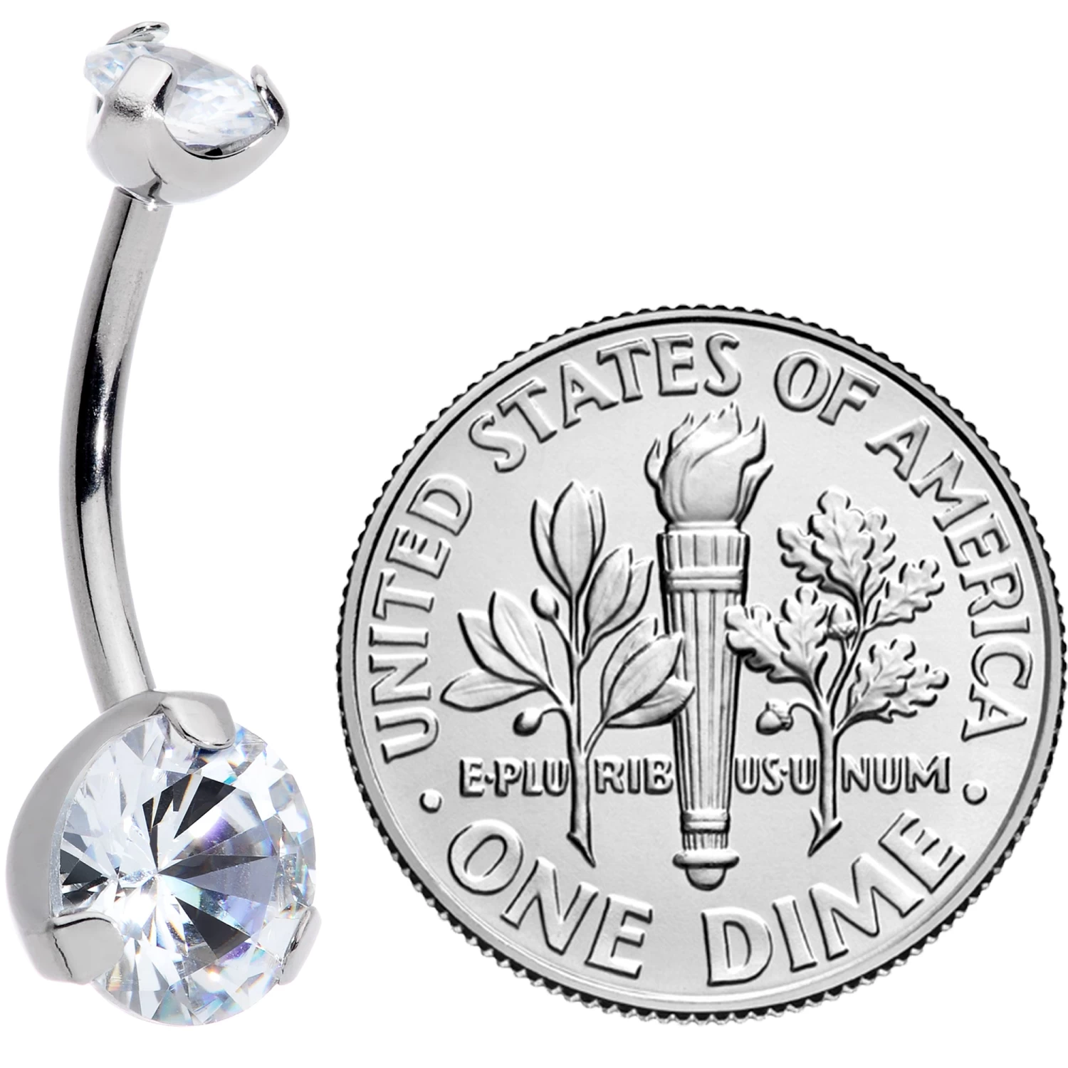 1/2 Clear CZ Gem Grade 23 Titanium Internally Threaded Belly Ring 3 1/2 Clear CZ Gem Grade 23 Titanium Internally Threaded Belly Ring - Image 3