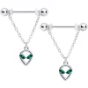 Gaby 14 Gauge 1/2 Green Gem UFO Space Alien Dangle Nipple Ring Set